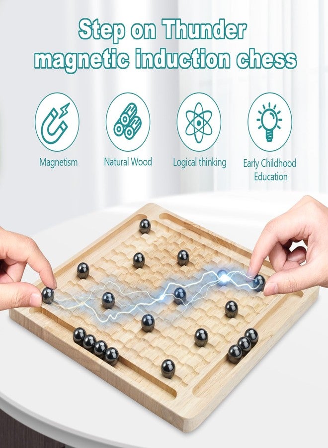 Zelbuck Magnet Game,Magnetic Chess Game,Table Top Magnetic Chess Fun Family Games for Kids and Adults,Magnetic Rocks Game Puzzle Toy Family Party Strategy Game for Boys and Girls, Wood - Image 4